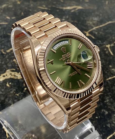 rolex daydate gold green dial